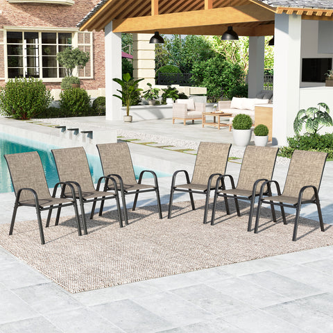 Textilene Extra-High Ergonomic Stackable Patio Dining Chairs
