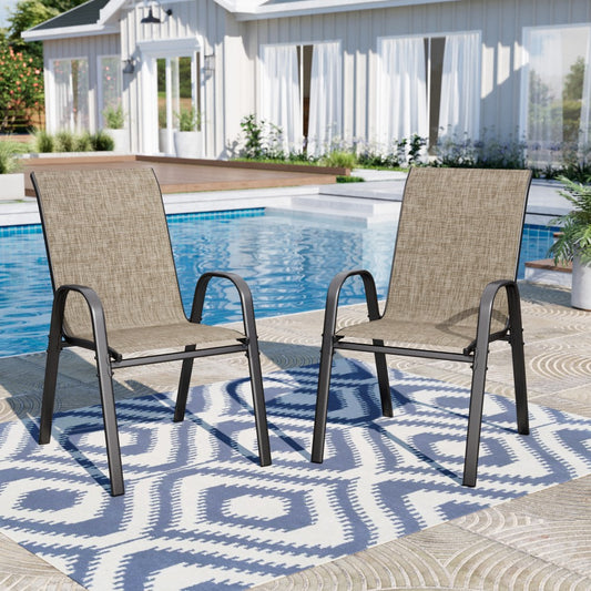 Textilene Extra-High Ergonomic Stackable Patio Dining Chairs