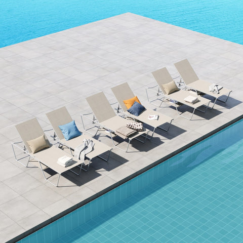 Extra Large W-Shaped Outdoor Chaise Lounge with Under Storage
