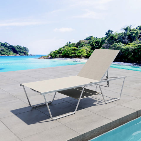 Extra Large W-Shaped Outdoor Chaise Lounge with Under Storage