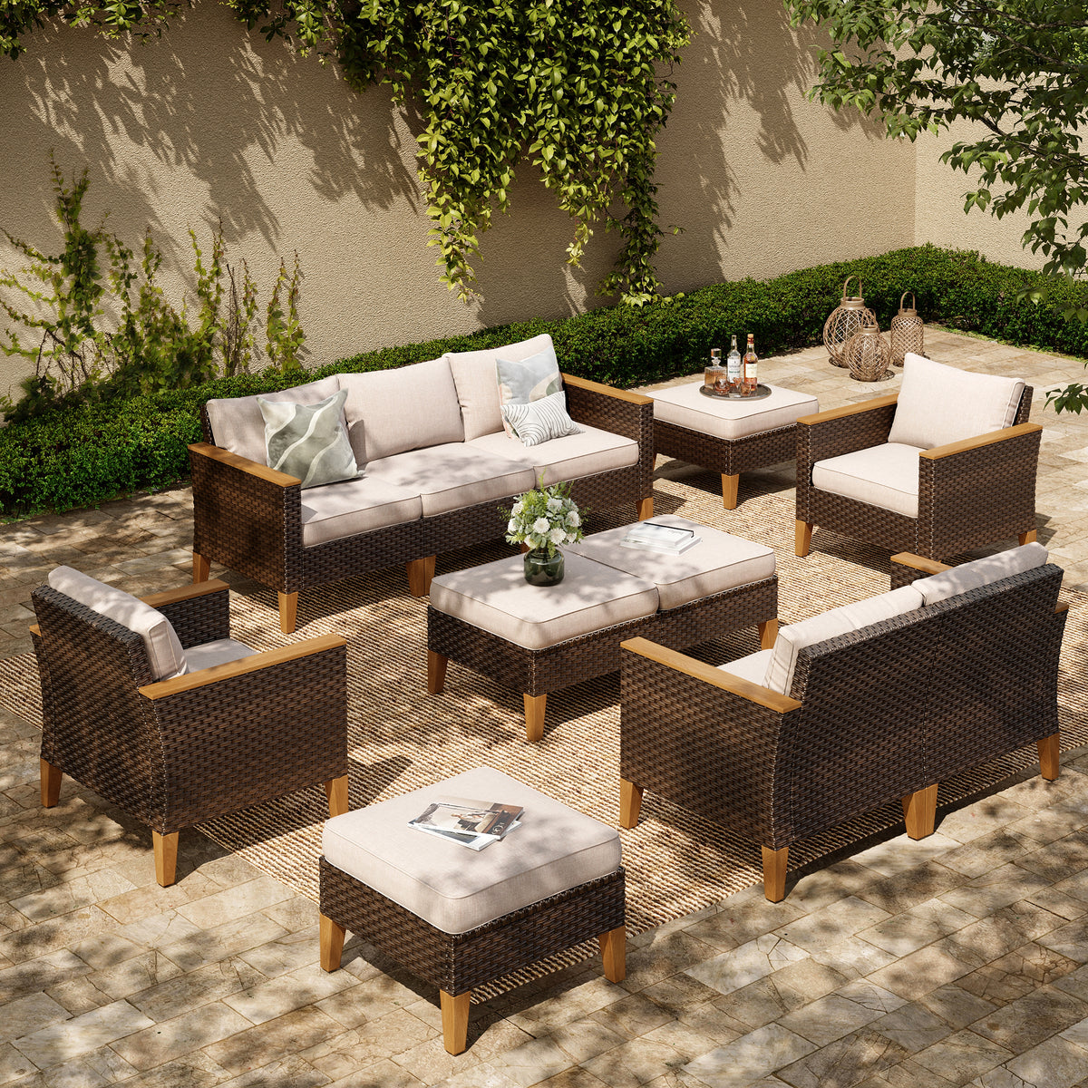 12-Piece Luxury Rattan Outdoor Sofa Sectional