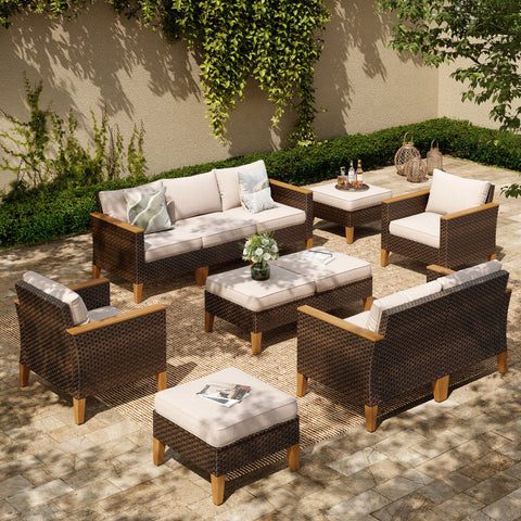12-Piece Luxury Rattan Outdoor Sofa Sectional