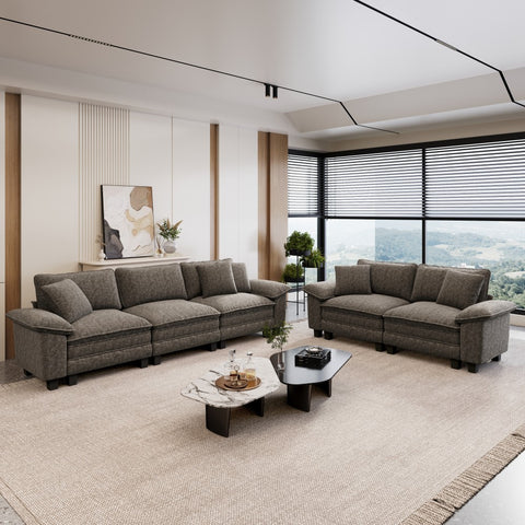 Modern Chenille Modular Cloud Sofa Set with Deep Seats for Living Room