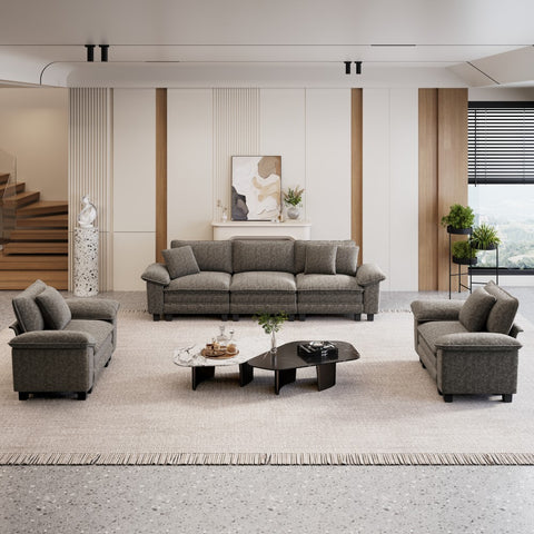 Modern Chenille Modular Cloud Sofa Set with Deep Seats for Living Room