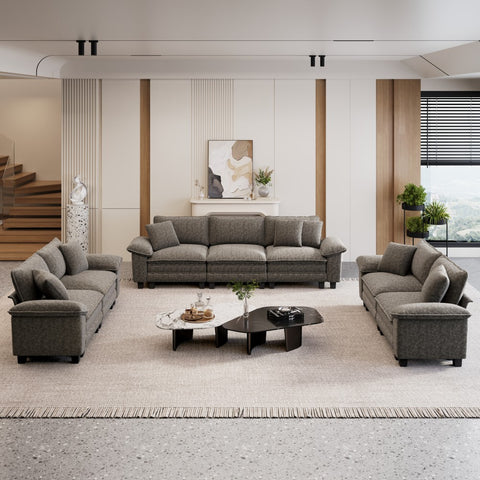 Modern Chenille Modular Cloud Sofa Set with Deep Seats for Living Room