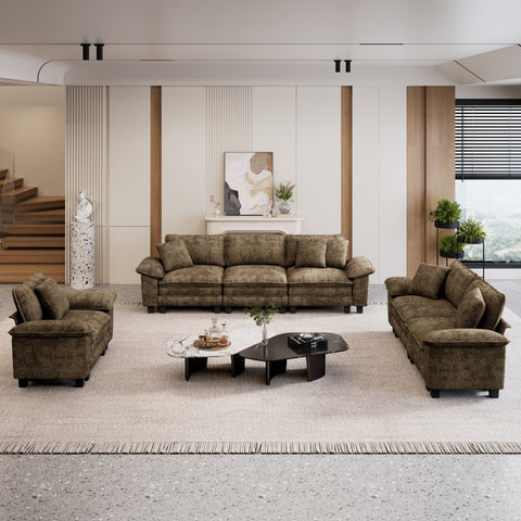Modern Chenille Modular Cloud Sofa Set with Deep Seats for Living Room