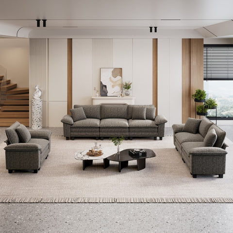 Modern Chenille Modular Cloud Sofa Set with Deep Seats for Living Room