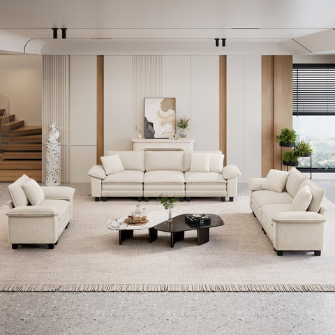 Modern Chenille Modular Cloud Sofa Set with Deep Seats for Living Room
