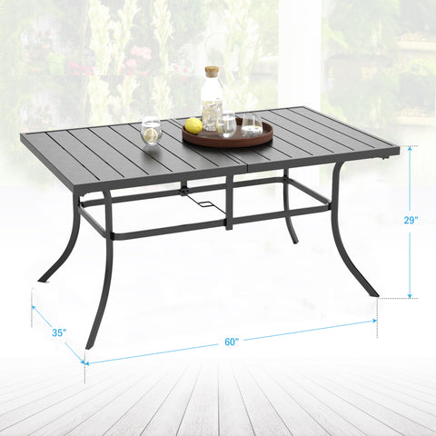 Panel Steel Rectangle Outdoor Dining Table for 6 Chairs