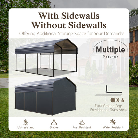 Heavy Duty Carport with Galvanized Steel Roof Multi-Purpose Shelter