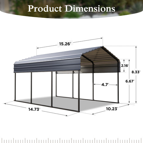 Heavy Duty Carport with Galvanized Steel Roof Multi-Purpose Shelter