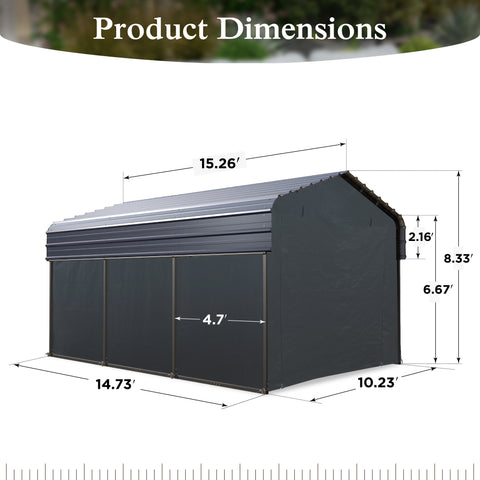 Heavy Duty Carport with Galvanized Steel Roof Multi-Purpose Shelter