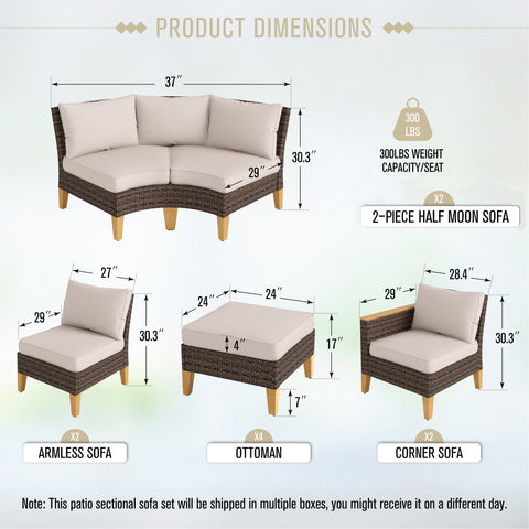 12-Piece Luxury Rattan Outdoor Sofa Sectional