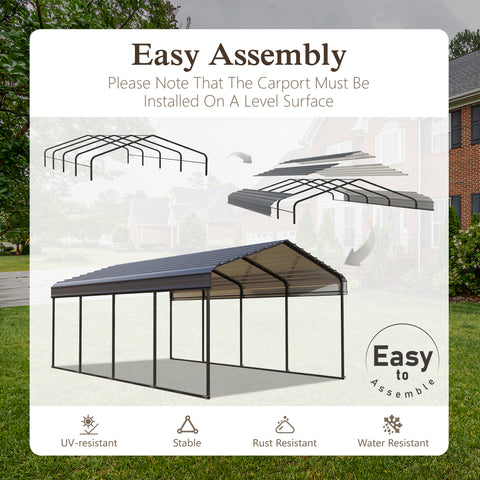 Heavy Duty Carport with Galvanized Steel Roof Multi-Purpose Shelter