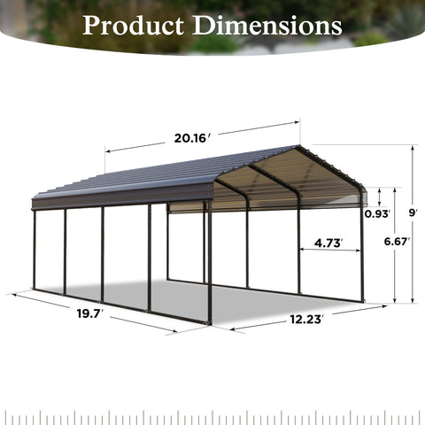 Heavy Duty Carport with Galvanized Steel Roof Multi-Purpose Shelter