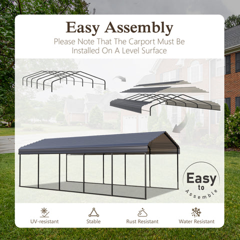 Heavy Duty Carport with Galvanized Steel Roof Multi-Purpose Shelter