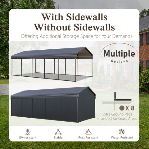 Heavy Duty Carport with Galvanized Steel Roof Multi-Purpose Shelter