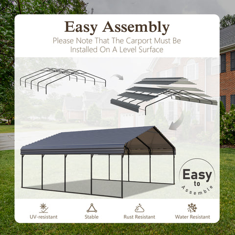 Heavy Duty Carport with Galvanized Steel Roof Multi-Purpose Shelter
