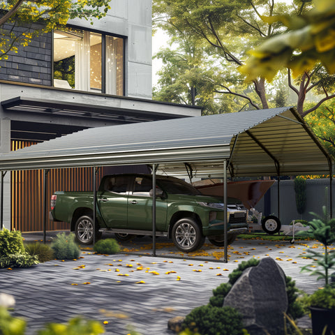 Heavy Duty Carport with Galvanized Steel Roof Multi-Purpose Shelter