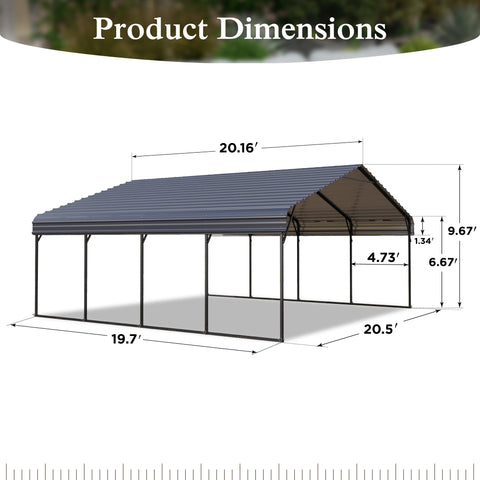 Heavy Duty Carport with Galvanized Steel Roof Multi-Purpose Shelter