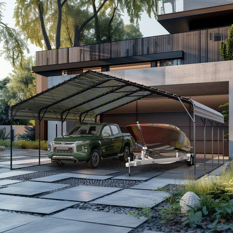 Heavy Duty Carport with Galvanized Steel Roof Multi-Purpose Shelter