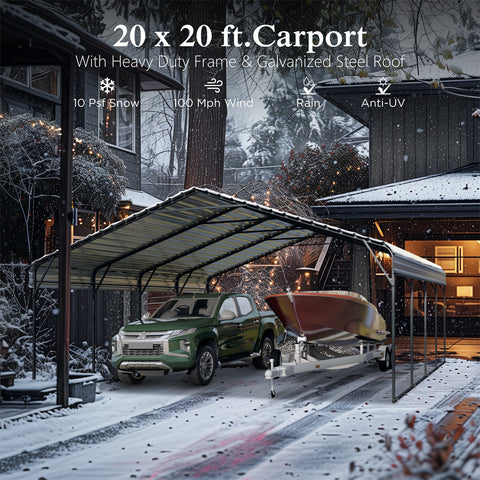 Heavy Duty Carport with Galvanized Steel Roof Multi-Purpose Shelter