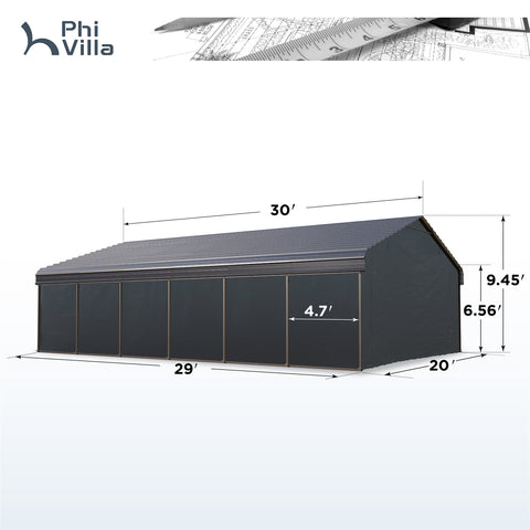 Heavy Duty Carport with Galvanized Steel Roof Multi-Purpose Shelter