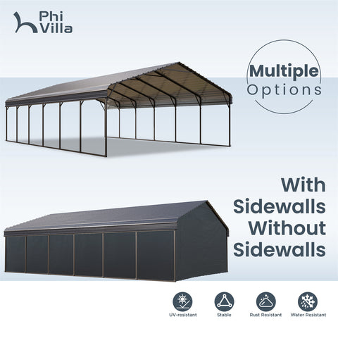 Heavy Duty Carport with Galvanized Steel Roof Multi-Purpose Shelter