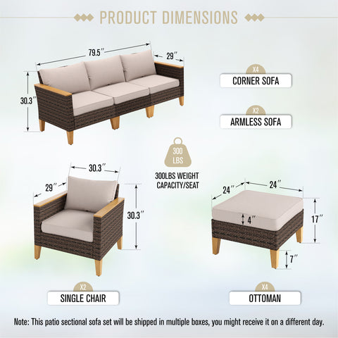 12-Piece Luxury Rattan Outdoor Sofa Sectional
