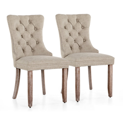 PU Leather Wing Back Side Dining Room Chairs Set of 2