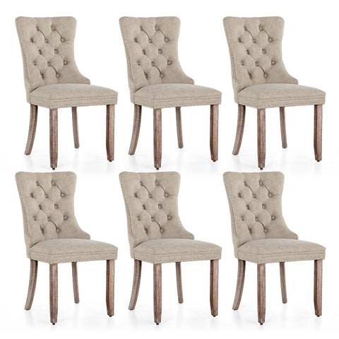 PU Leather Wing Back Side Dining Room Chairs Set of 6