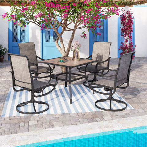 5-Piece Textilene Swivel Chairs Patio Dining Set