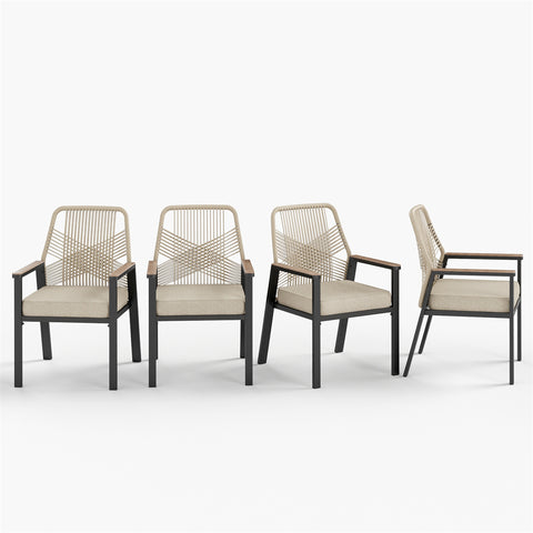 Handcrafted Rattan Rope Patio Dining Chairs