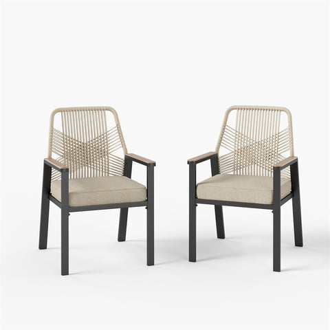 Handcrafted Rattan Rope Patio Dining Chairs