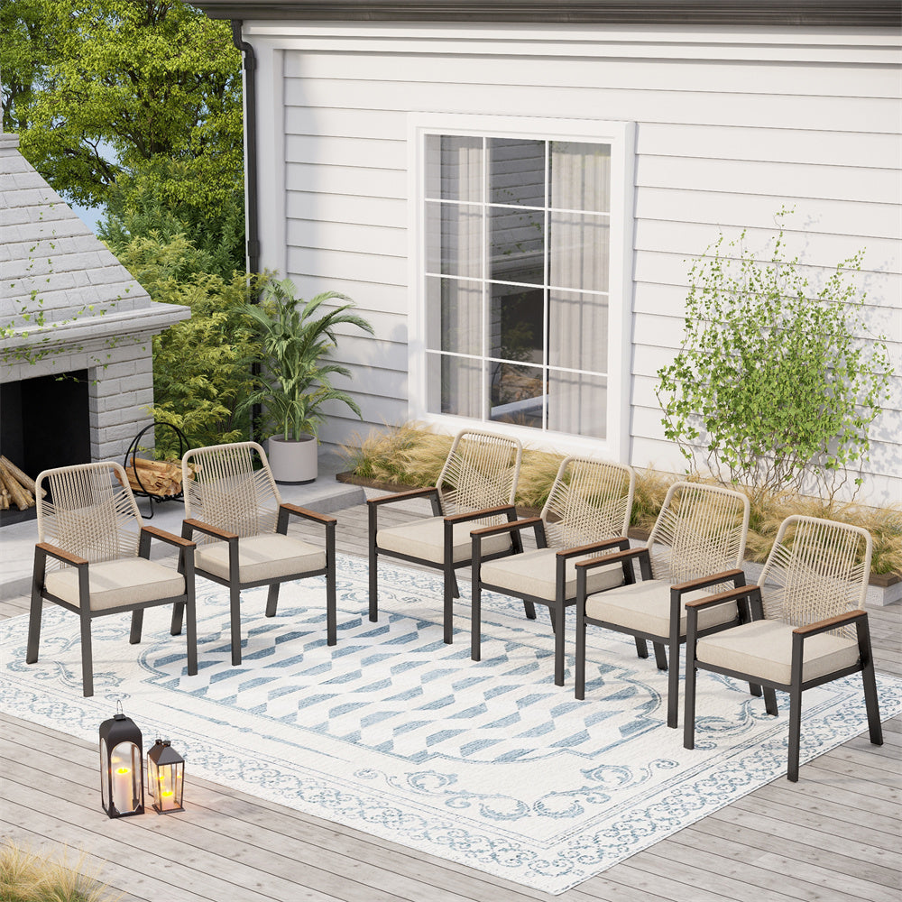 Handcrafted Rattan Rope Patio Dining Chairs