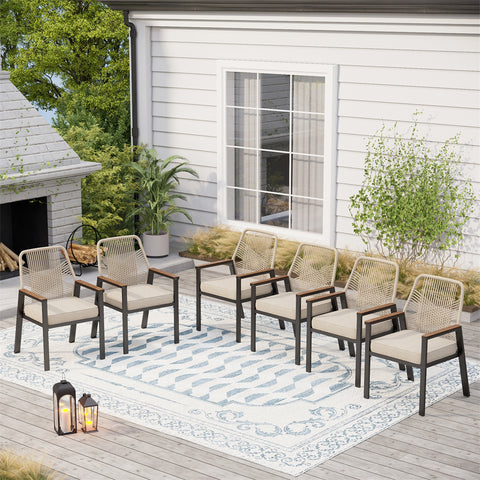 Handcrafted Rattan Rope Patio Dining Chairs