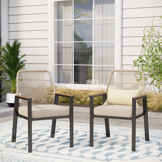 Handcrafted Rattan Rope Patio Dining Chairs