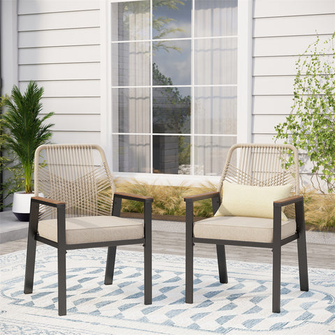 Handcrafted Rattan Rope Patio Dining Chairs