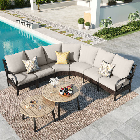 Half-Moon Outdoor Patio Conversation Sofa Sets with E-Coating Technology