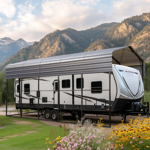 14ft Galvanized Heavy-Duty Outdoor Metal High RV Carports