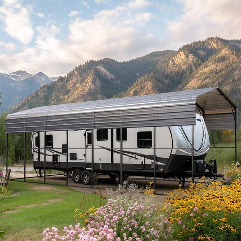 14ft Galvanized Heavy-Duty Outdoor Metal High RV Carports