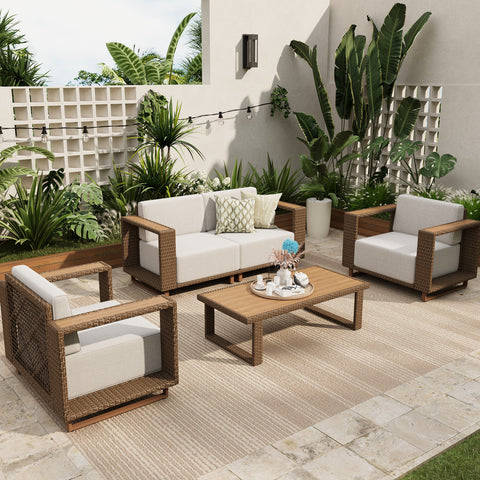 6-Seater Modern Wicker Outdoor Conversation Sofa set