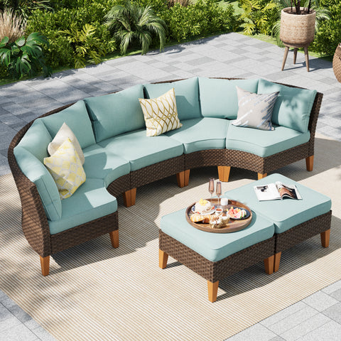 7-Piece Luxury Rattan Outdoor Sofa Sectional