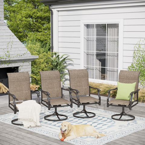 High-back Padded Swivel Textilene Patio Dining Chairs