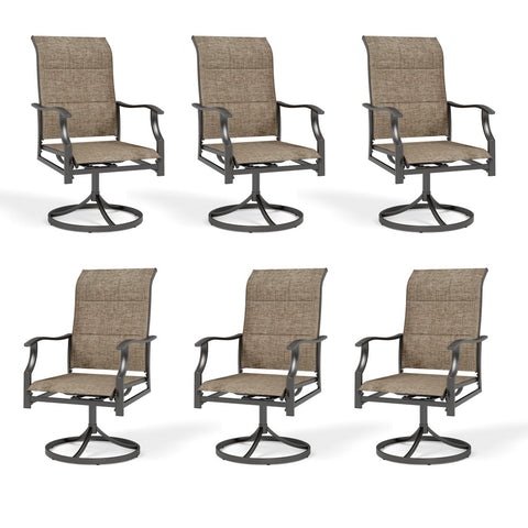 High-back Padded Swivel Textilene Patio Dining Chairs