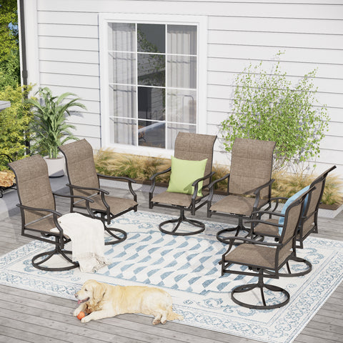 High-back Padded Swivel Textilene Patio Dining Chairs