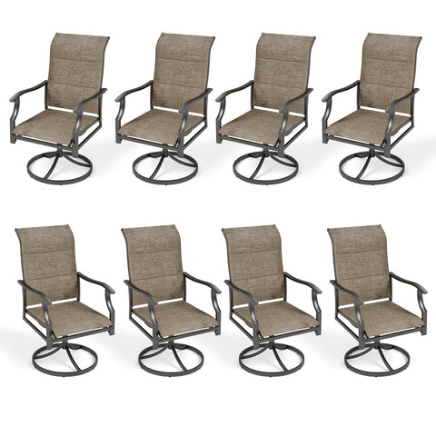 High-back Padded Swivel Textilene Patio Dining Chairs