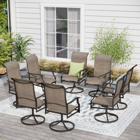 High-back Padded Swivel Textilene Patio Dining Chairs