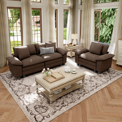 Modern Chenille Modular Cloud Sofa Set with Deep Seats for Living Room