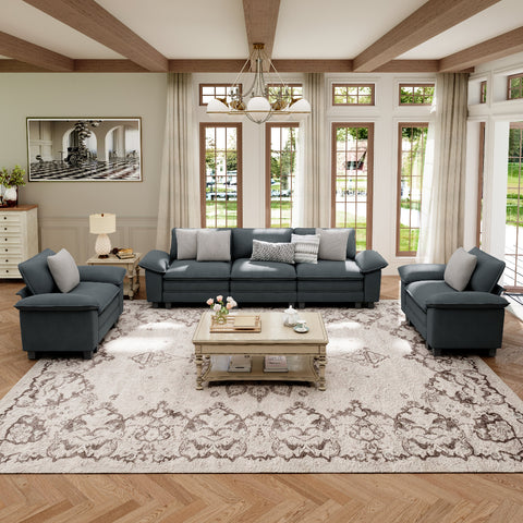 Modern Chenille Modular Cloud Sofa Set with Deep Seats for Living Room